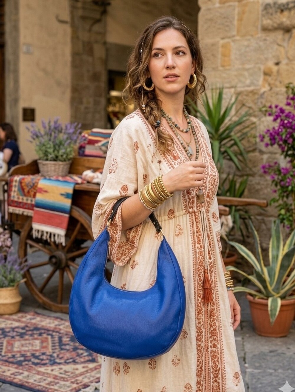 K. Carroll Madison hobo vegan navy blue handbag purse, leopard lining